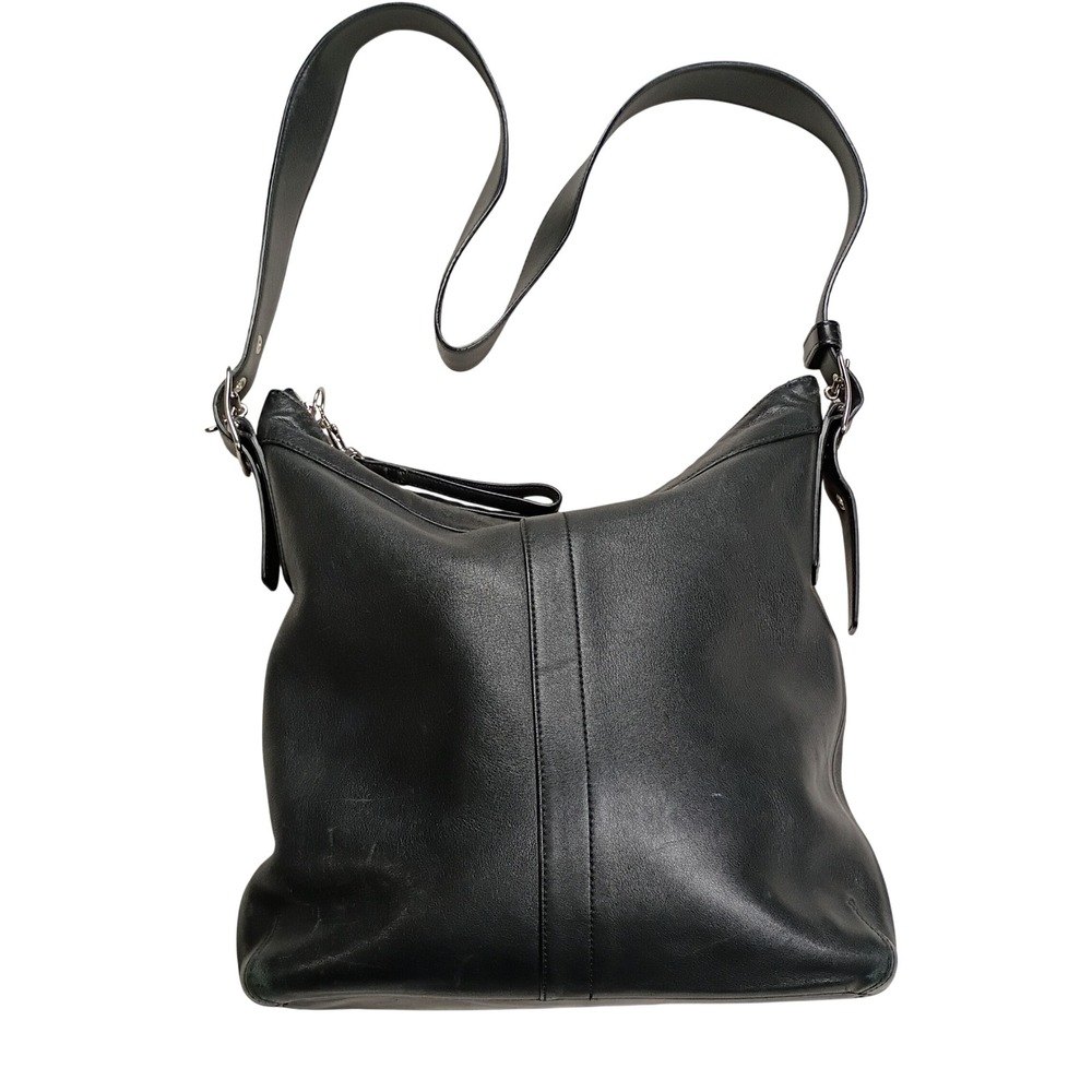 Coach Hobo Bag Women Medium Black Good Leather 9188 Slouchy Shoulder Bag
